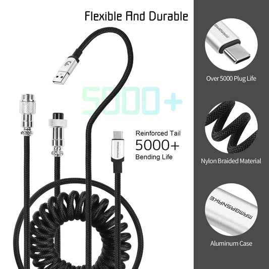 Cabo ATTACK SHARK USB C Enrolado Para Teclado